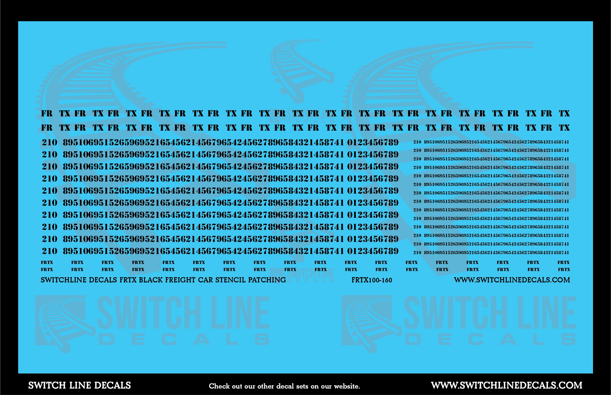 N Scale FRTX Black Freight Car Stencil Patch Decal Set | Switchline Decals