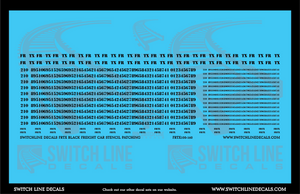 N Scale FRTX Black Freight Car Stencil Patch Decal Set | Switchline Decals