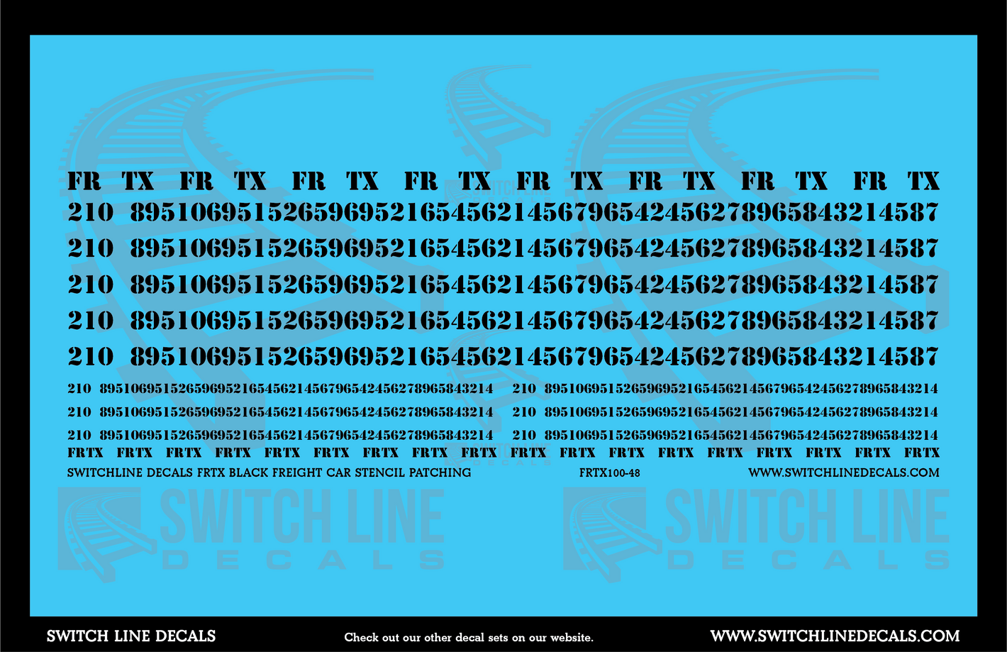 O Scale FRTX Black Freight Car Stencil Patch Decal Set | Switchline Decals