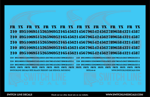 O Scale FRTX Black Freight Car Stencil Patch Decal Set | Switchline Decals