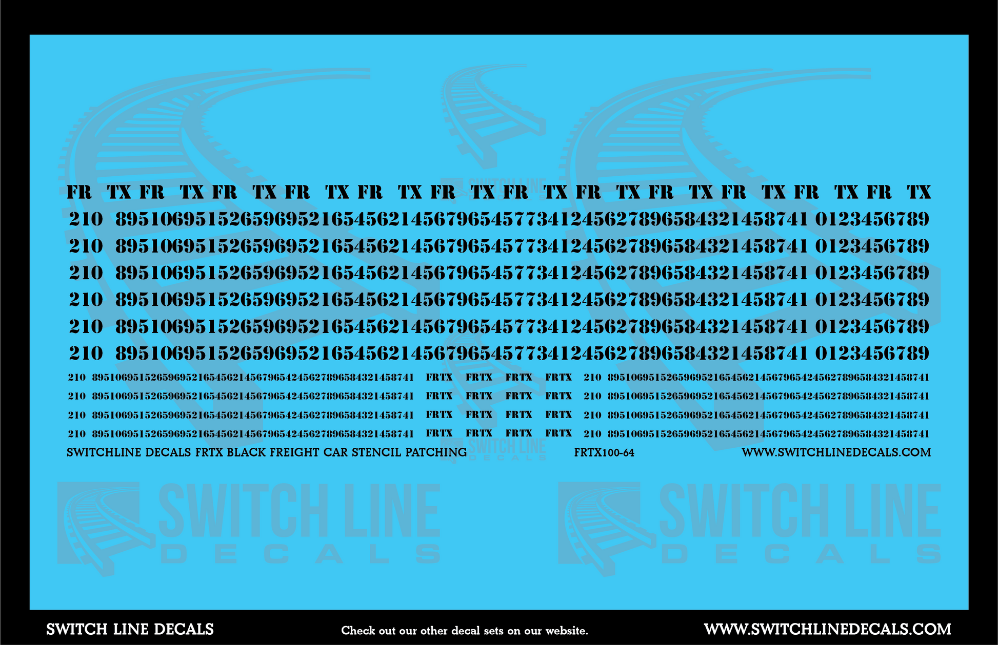 S Scale FRTX Black Freight Car Stencil Patch Decal Set | Switchline Decals