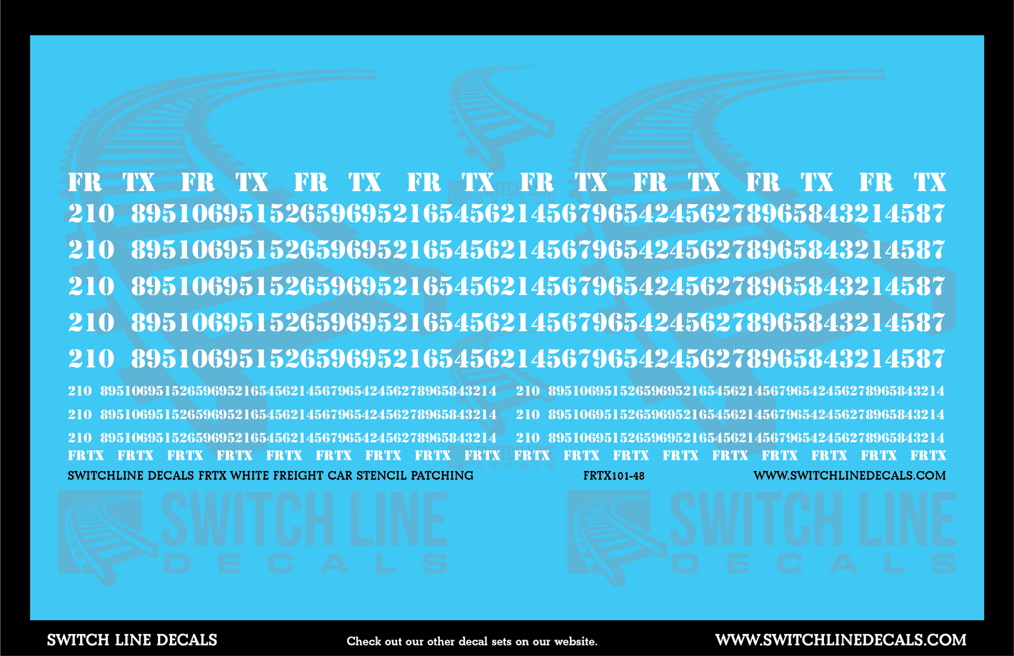 O Scale FRTX White Freight Car Stencil Patch Decal Set | Switchline Decals