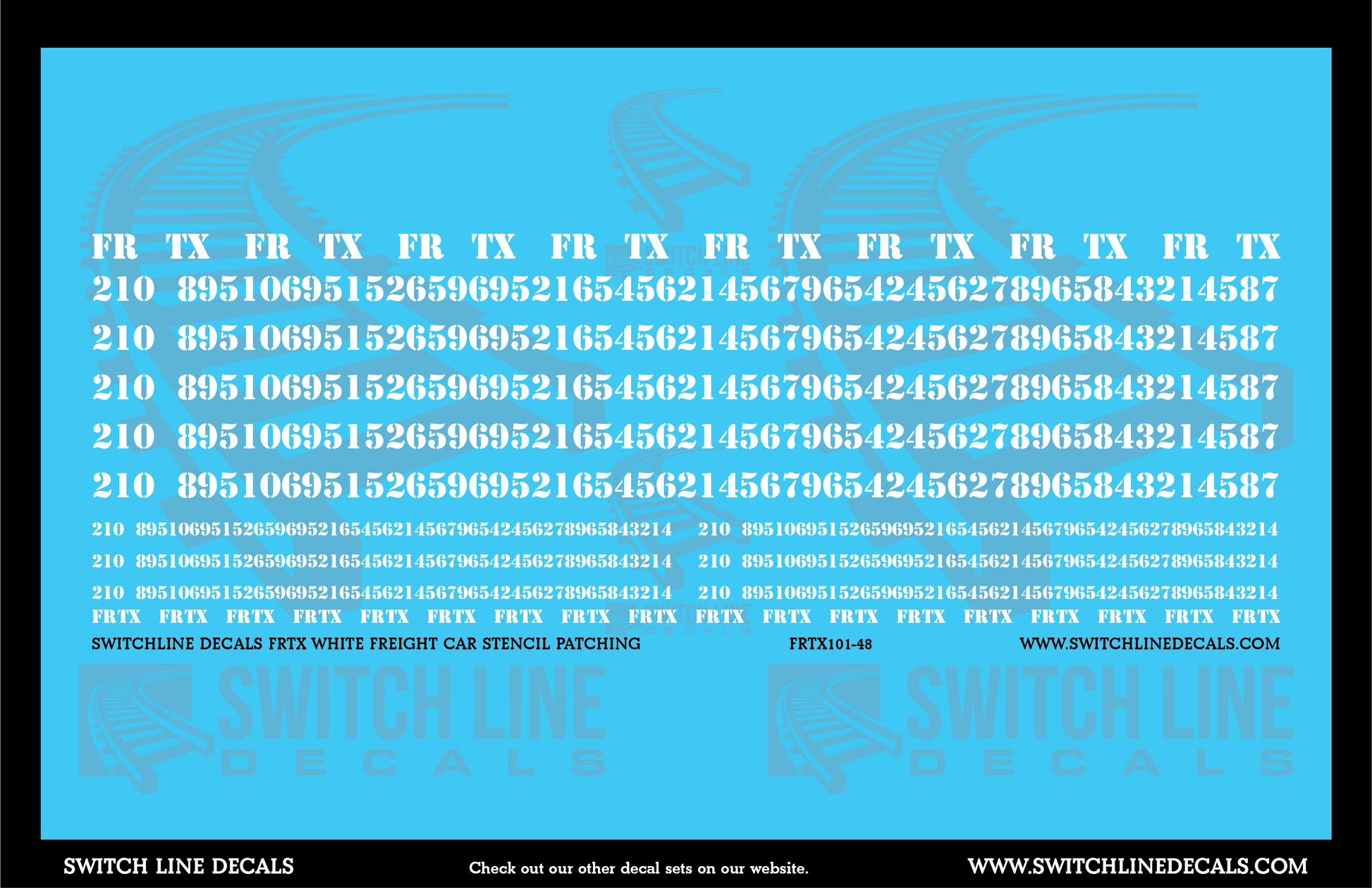 O Scale FRTX White Freight Car Stencil Patch Decal Set | Switchline Decals