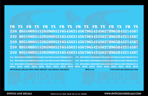 O Scale FRTX White Freight Car Stencil Patch Decal Set | Switchline Decals