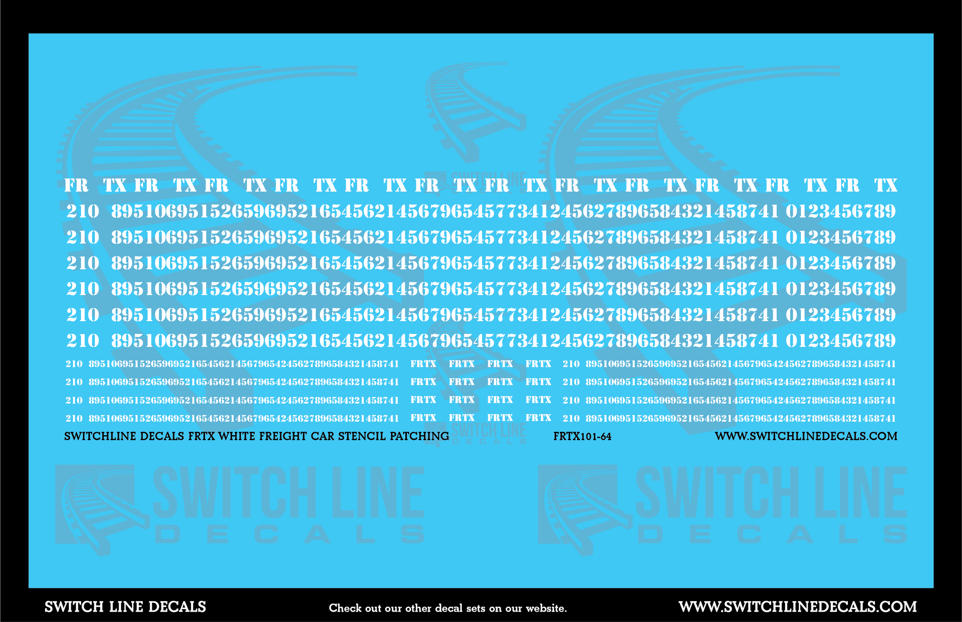 S Scale FRTX White Freight Car Stencil Patch Decal Set | Switchline Decals