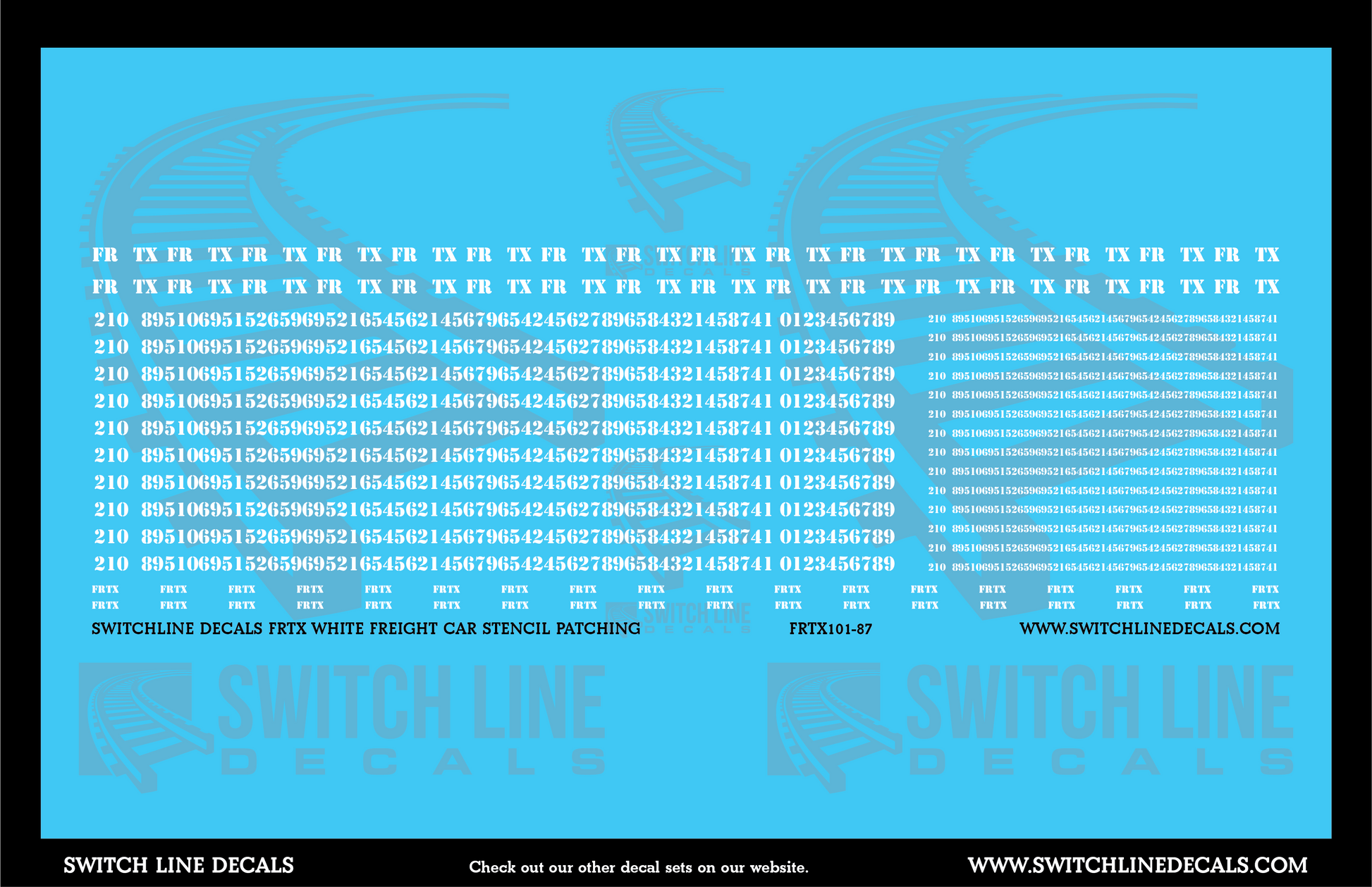 HO Scale FRTX White Freight Car Stencil Patch Decal Set | Switchline Decals