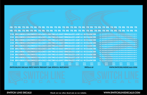 HO Scale FRTX White Freight Car Stencil Patch Decal Set | Switchline Decals