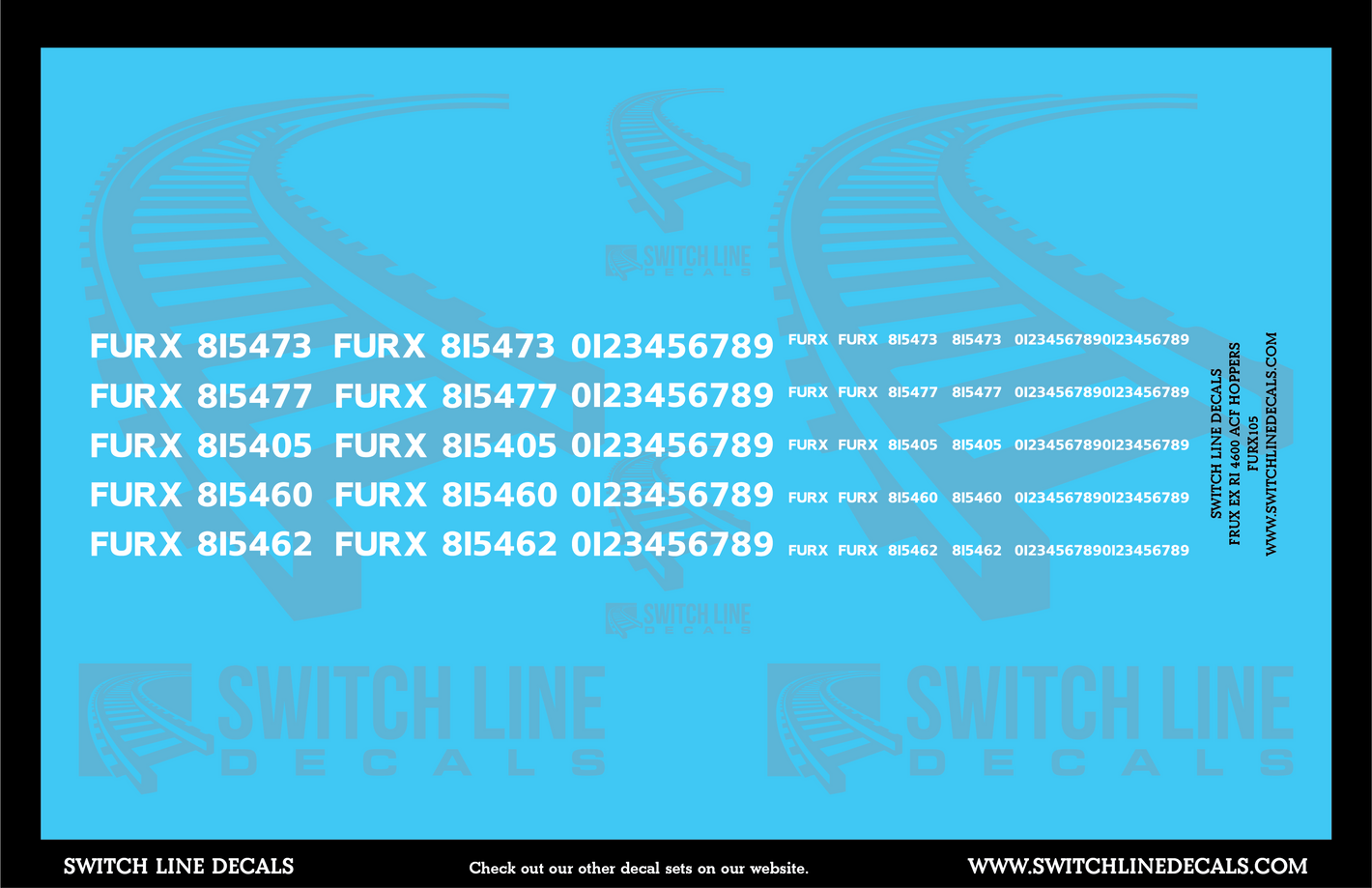 N Scale FURX Ex Rock Island ACF 4600 Patch Numbers V1 Decal Set