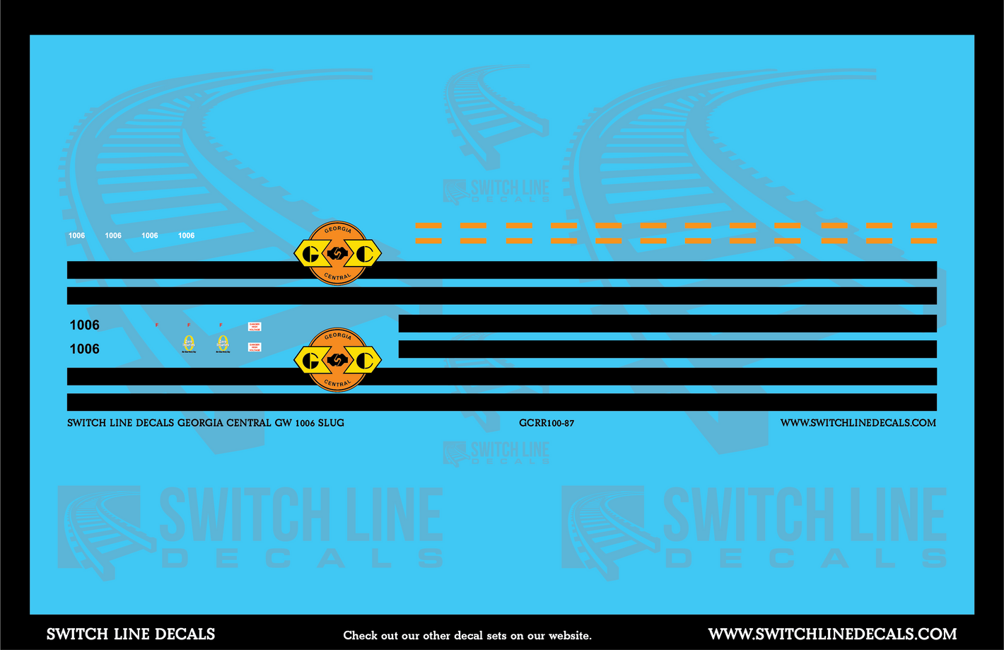 HO Scale Georgia Central GW 1006 Slug Decal Set