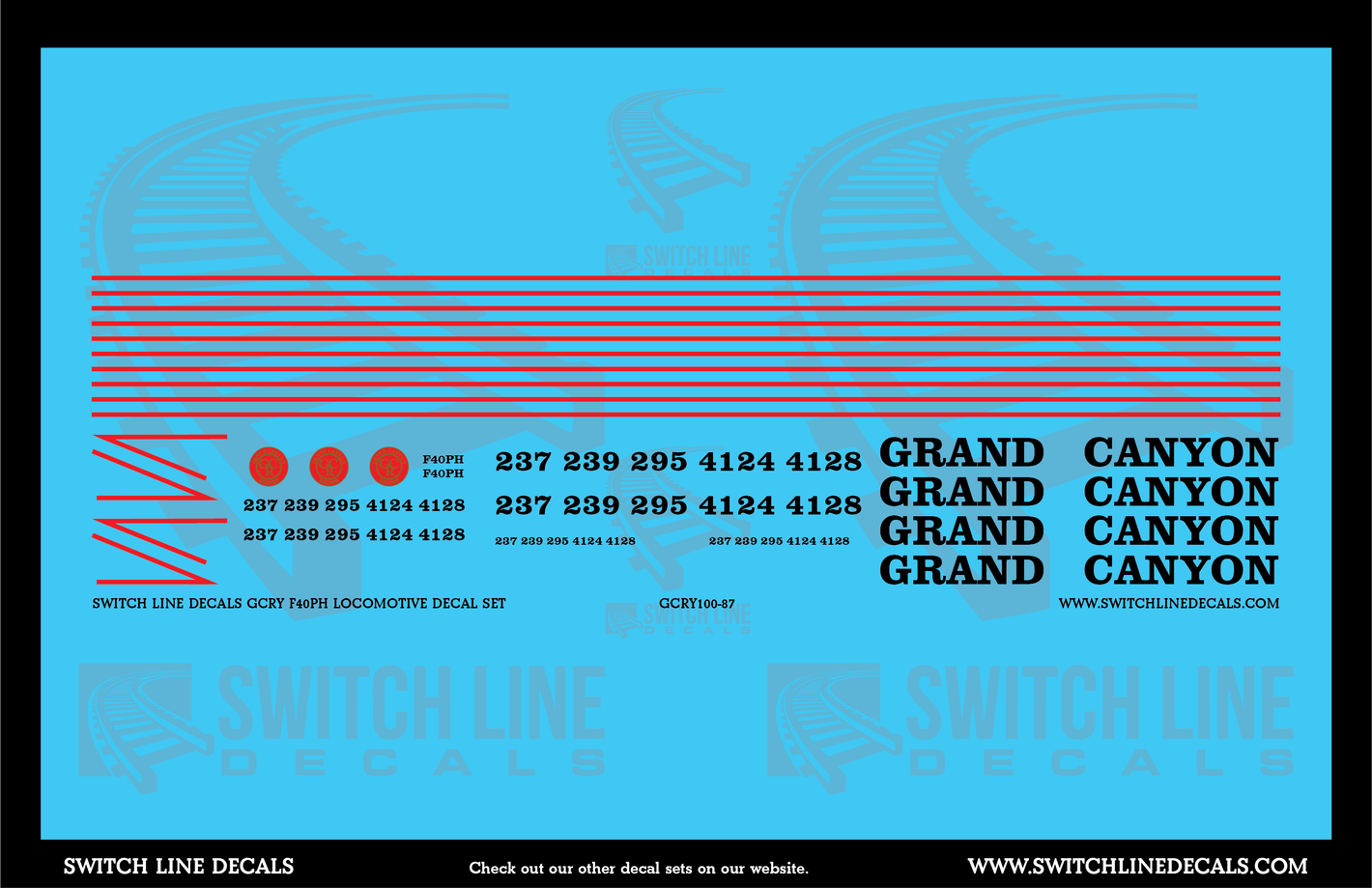 HO Scale Grand Canyon F40PH Locomotive Decal Set