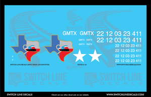 O Scale GMTX Texas Locomotives Decal Set