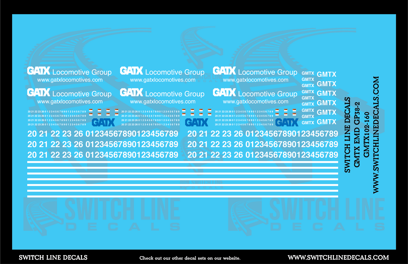 N Scale GMTX EMD GP38-2 Locomotive Decal Set