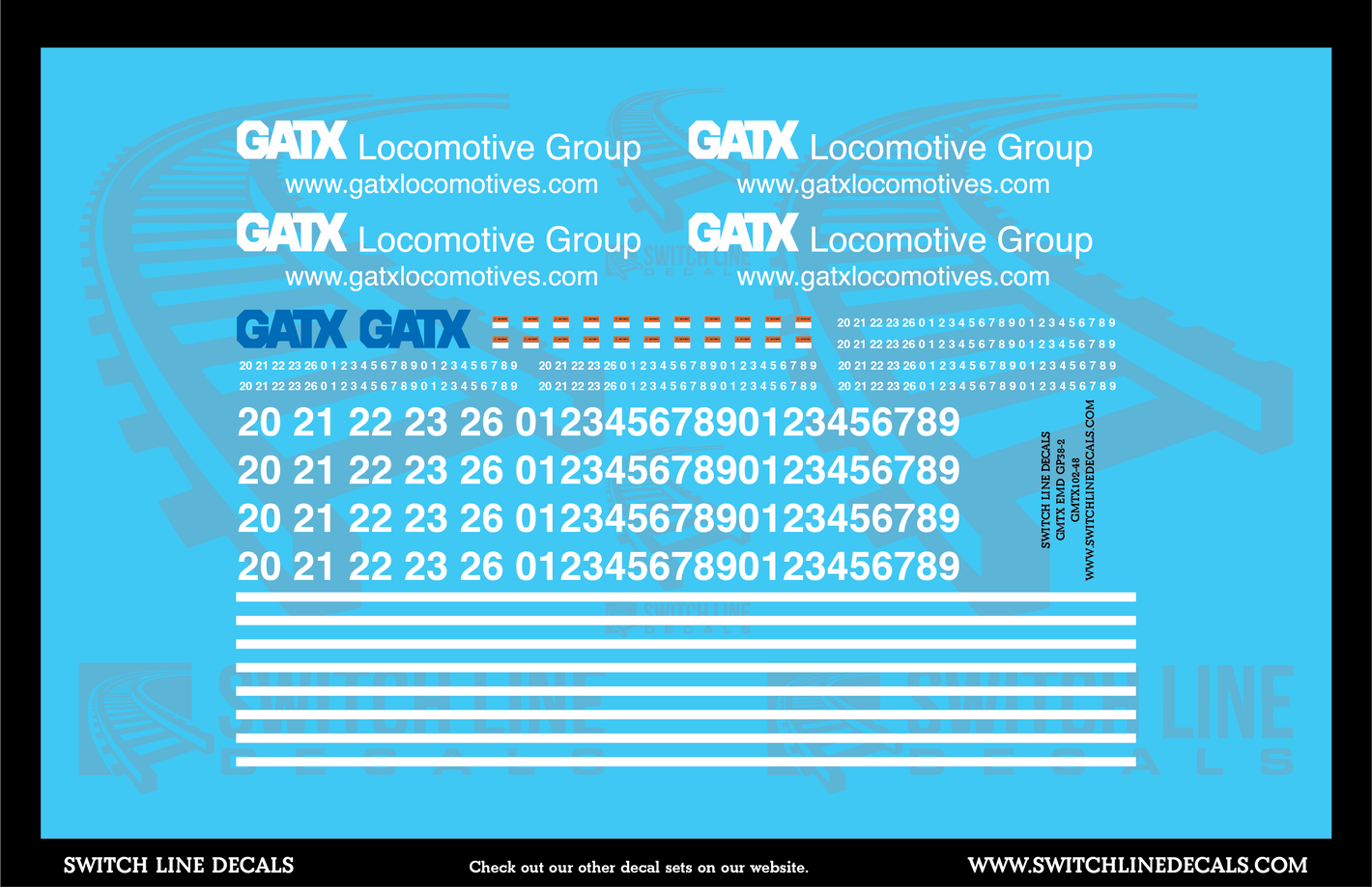 O Scale GMTX EMD GP38-2 Locomotive Decal Set