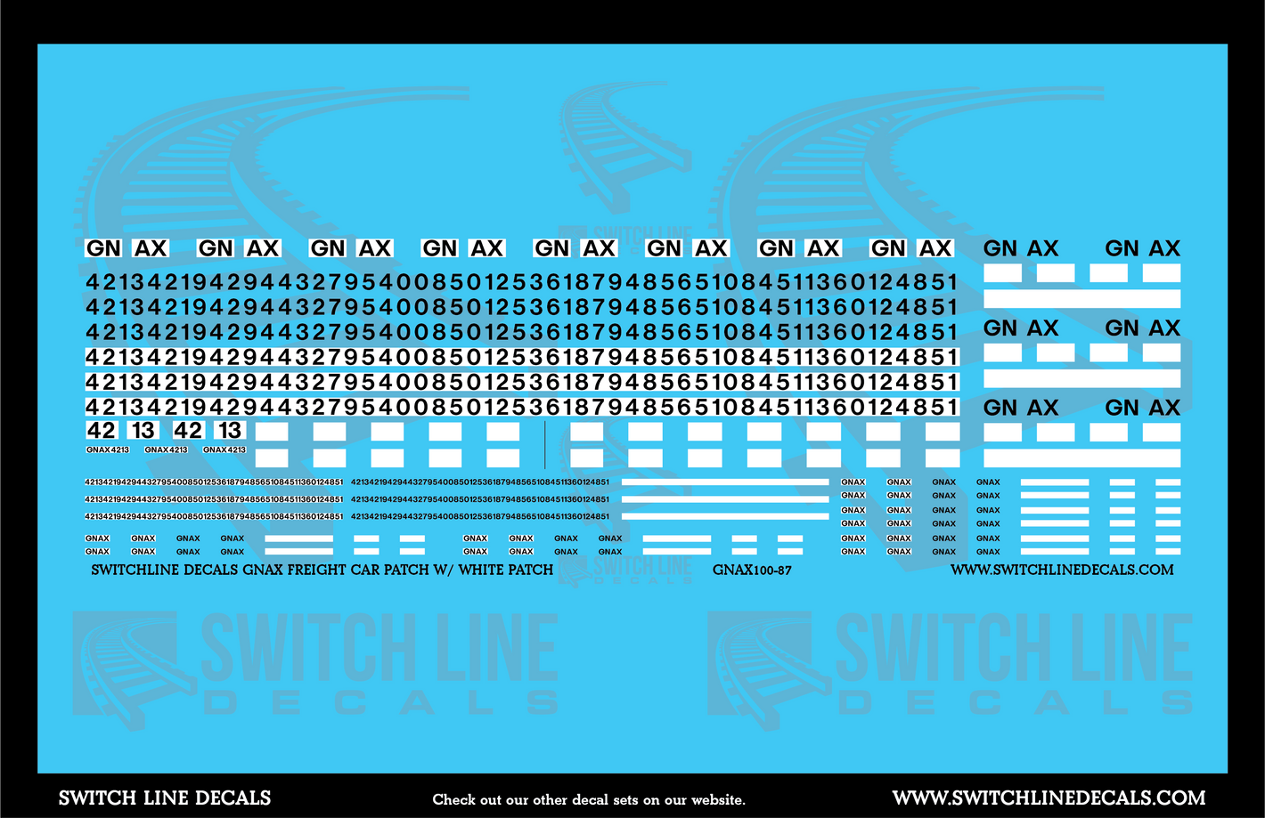 HO Scale GNAX Freight Car Patches W/White Patch Decal Set