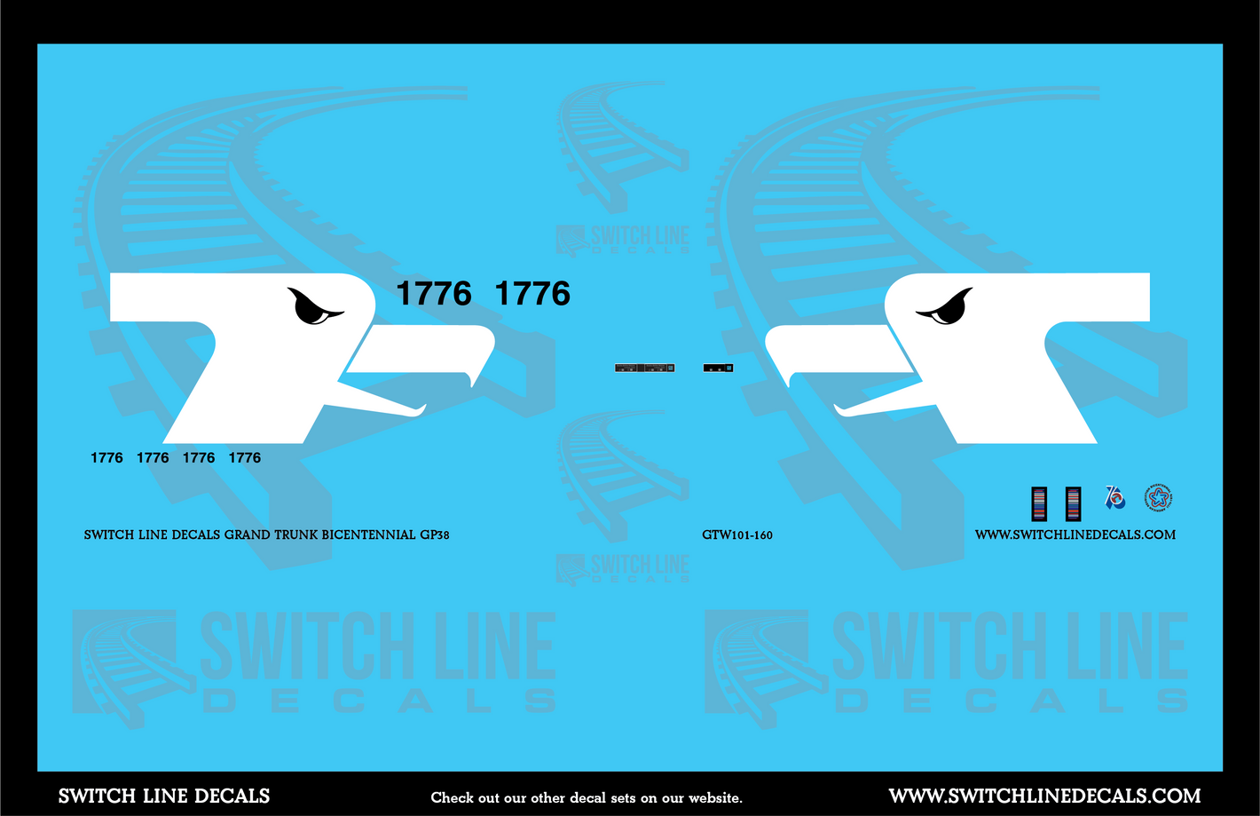 N Scale Grand Trunk Western Bicentennial GP38 Locomotive Decal Set