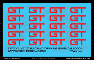 O Scale Grand Trunk Western Passenger Car Logos Decal Set