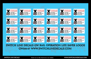 HO Scale GW Rail Operation Life Saver Logos Decal Set