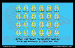 N Scale GW Rail Zero Injuries Logos Decal Set