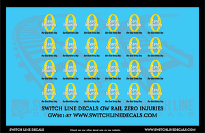 HO Scale GW Rail Zero Injuries Logos Decal Set