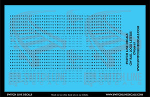 HO Scale GW Rail Logo Letters Decal Set