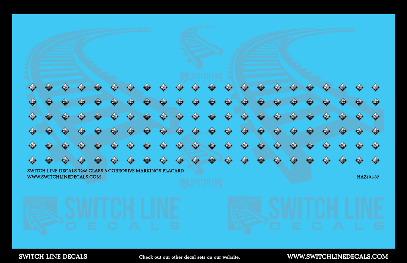 HO Scale 3266 Class 8 Corrosive Markings Placard Decal Set