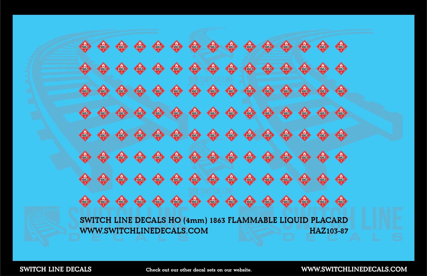 HO Scale 1863 Flammable Liquid Placard -- Fuel, Aviation, Turbine Engine (4mm Tall)