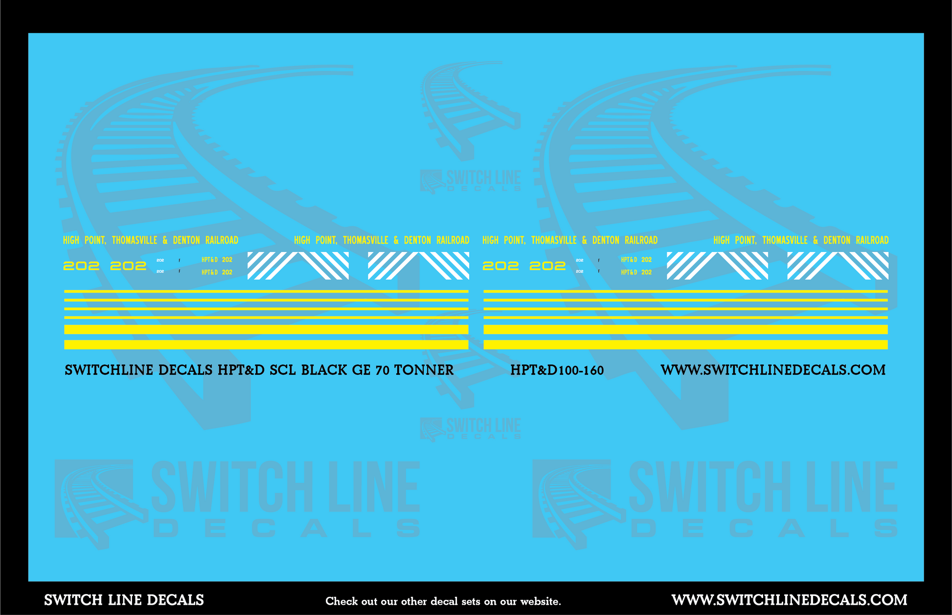N Scale High Point Thomasville & Denton SCL Black GE 70 Ton Switcher Decal Set - Switchline Decals