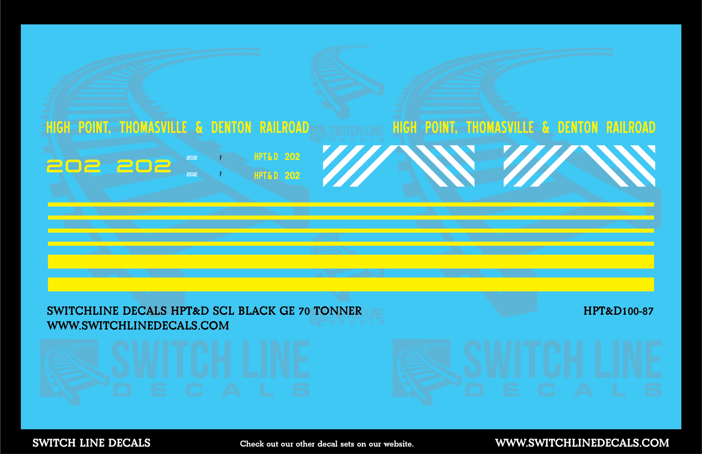 HO Scale High Point Thomasville & Denton SCL Black GE 70 Ton Switcher Decal Set - Switchline Decals