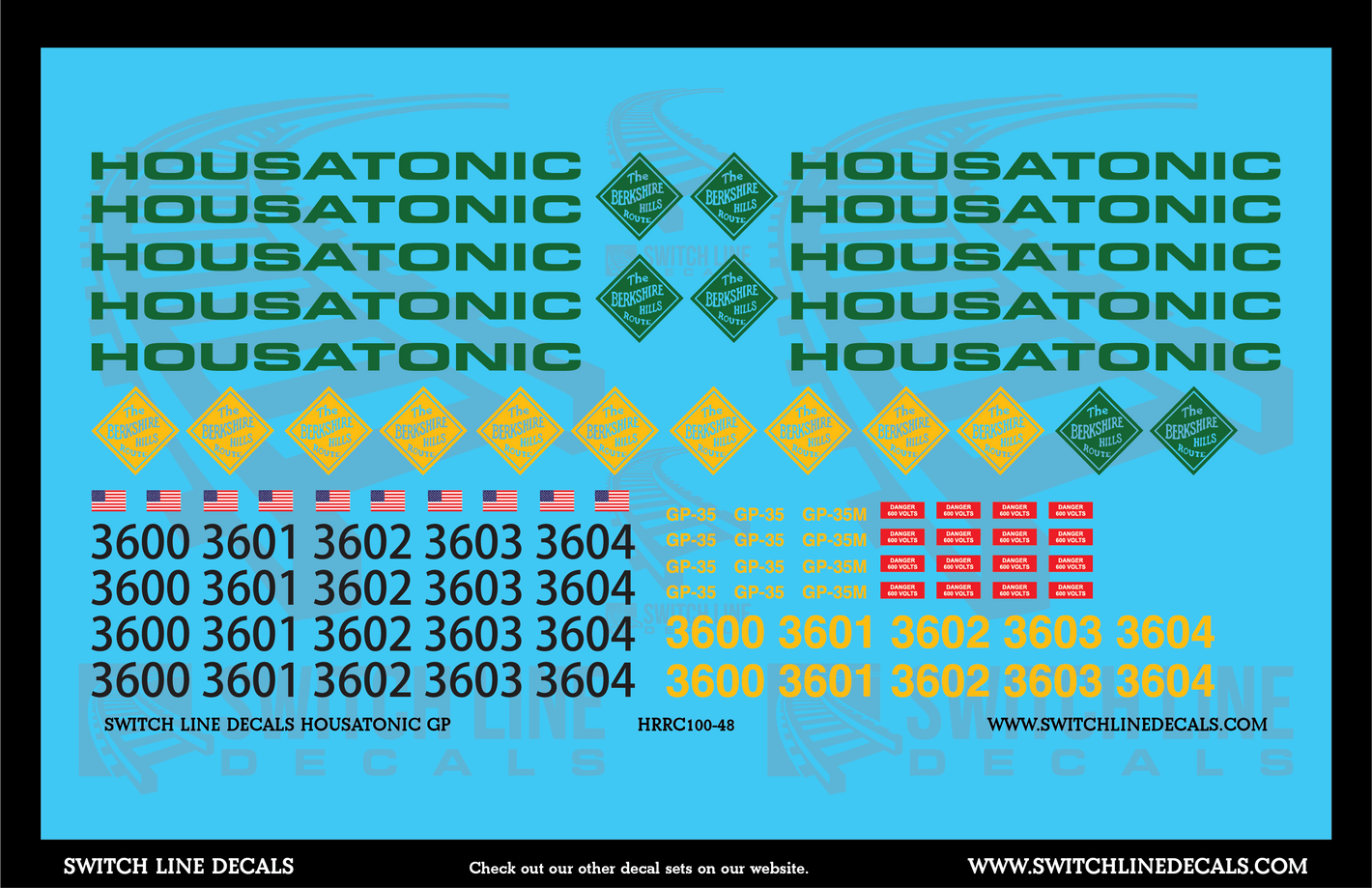 O Scale Housatonic Railroad GP Locomotive Decal Set