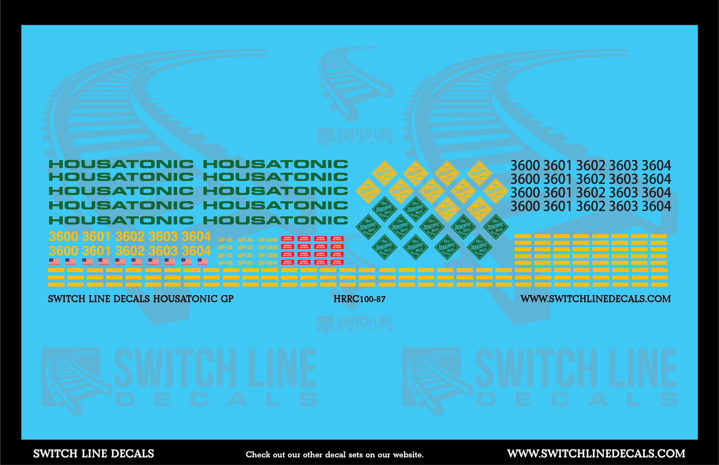 HO Scale Housatonic Railroad GP Locomotive Decal Set