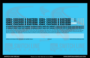 HO Scale Iowa Chicago And Eastern Iowa SD40-2 Locomotive Decal Set