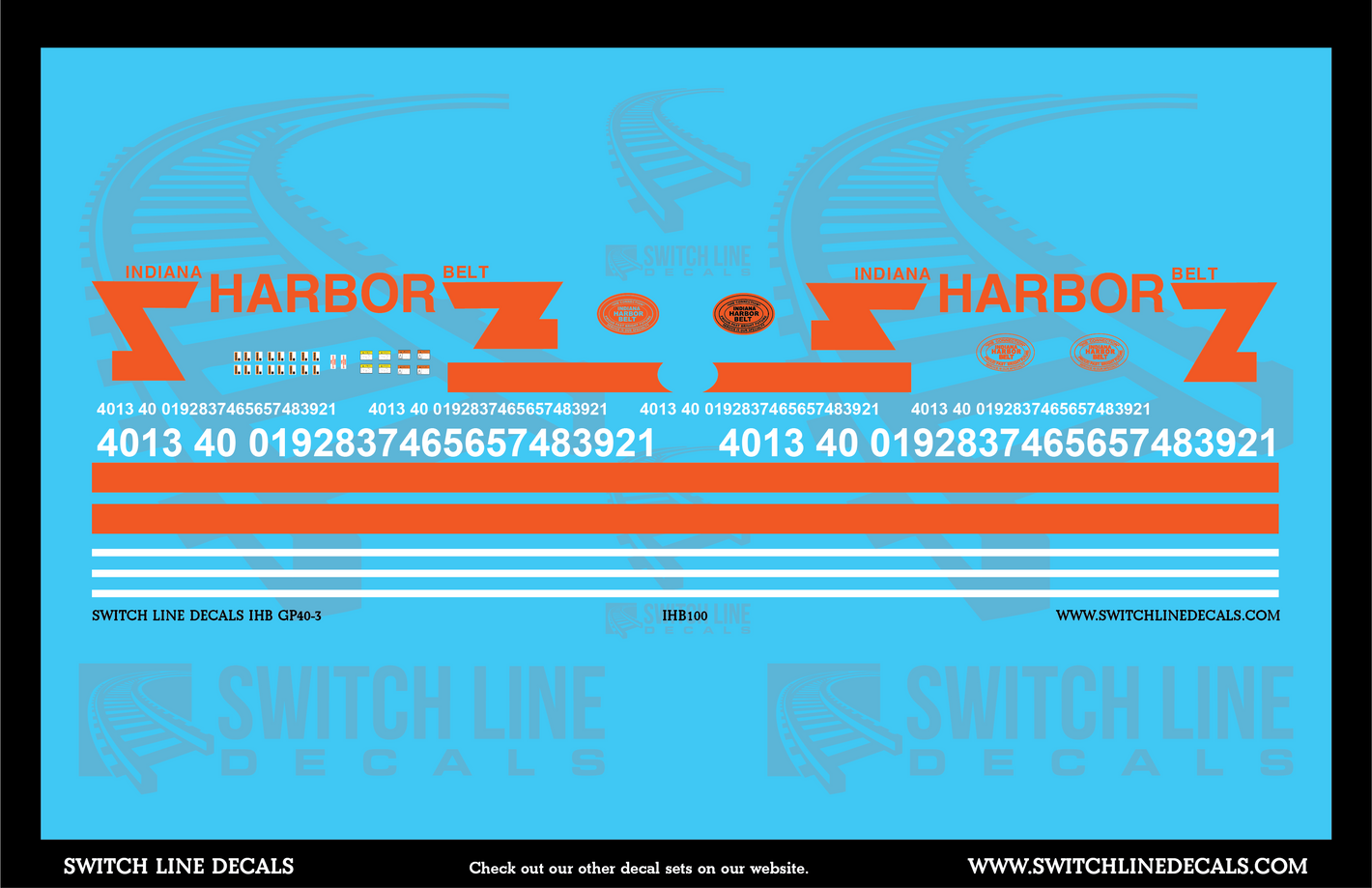 N Scale Indiana Harbor Belt Railroad GP40-3 Locomotive Decal Set
