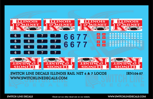 HO Scale Illinois Rail Net 6 & 7 Locos Decal Set