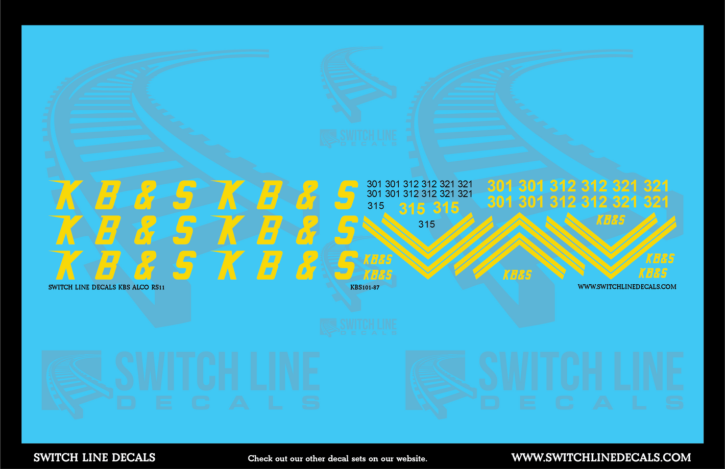 HO Scale KBS Alco RS11 Locomotive Decal Set