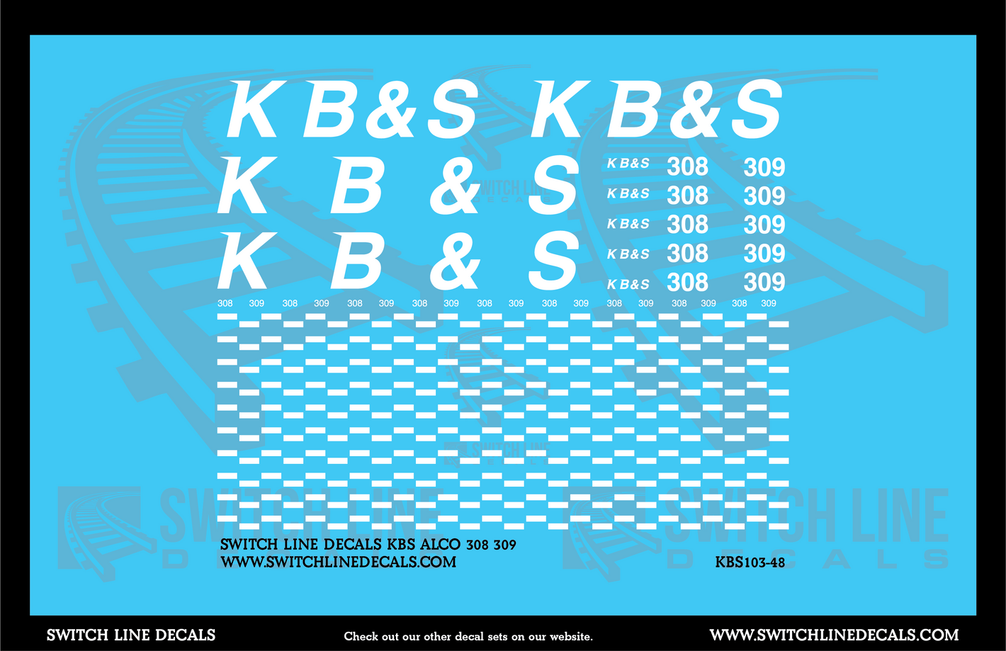 O Scale KBS Alco 308 & 309 Locomotive Decal Set