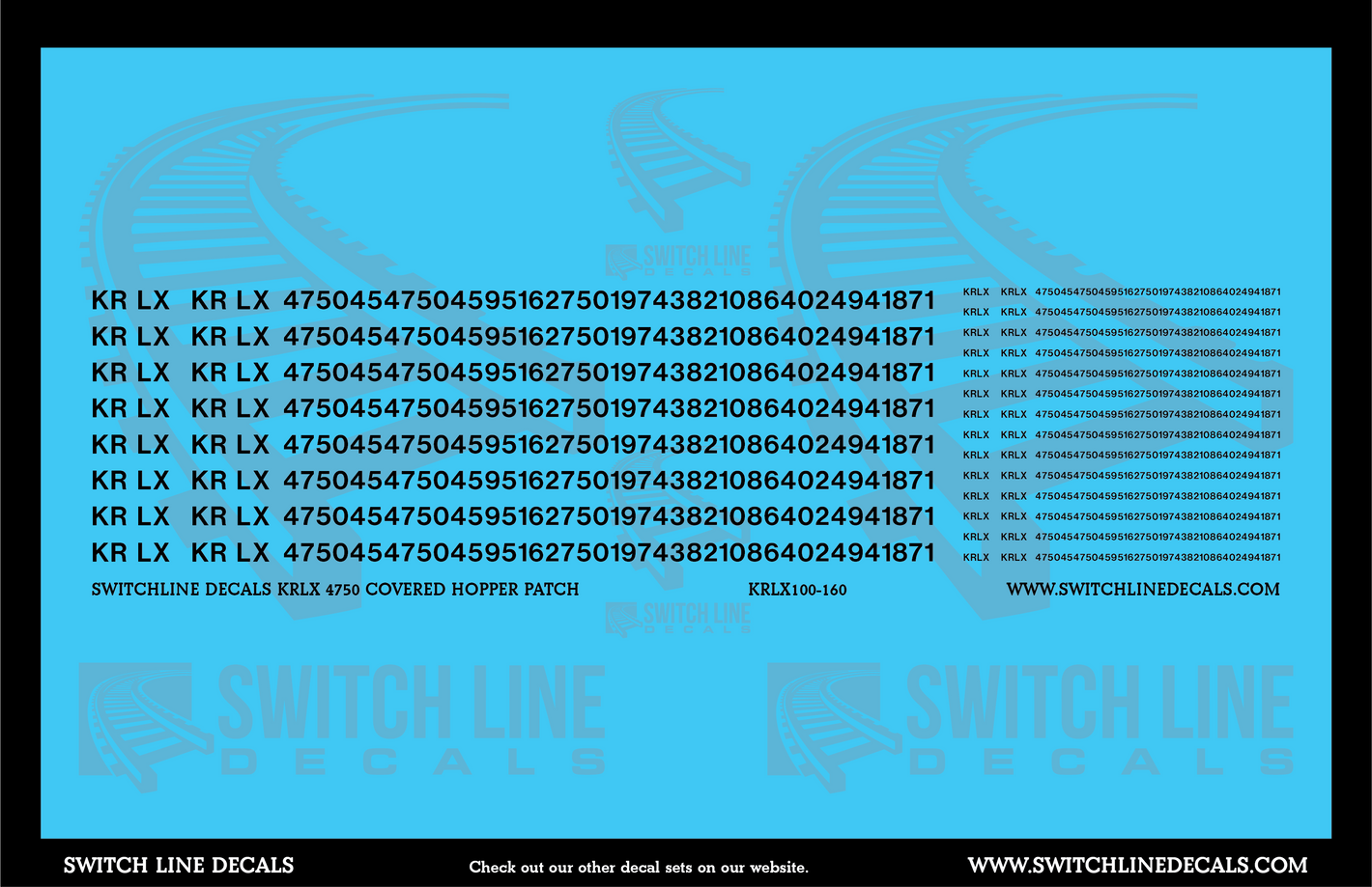 N Scale KRLX 4750 Covered Hopper Patch Decal Set | Fusion Scale Graphics