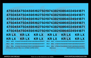 O Scale KRLX 4750 Covered Hopper Patch Decal Set | Fusion Scale Graphics