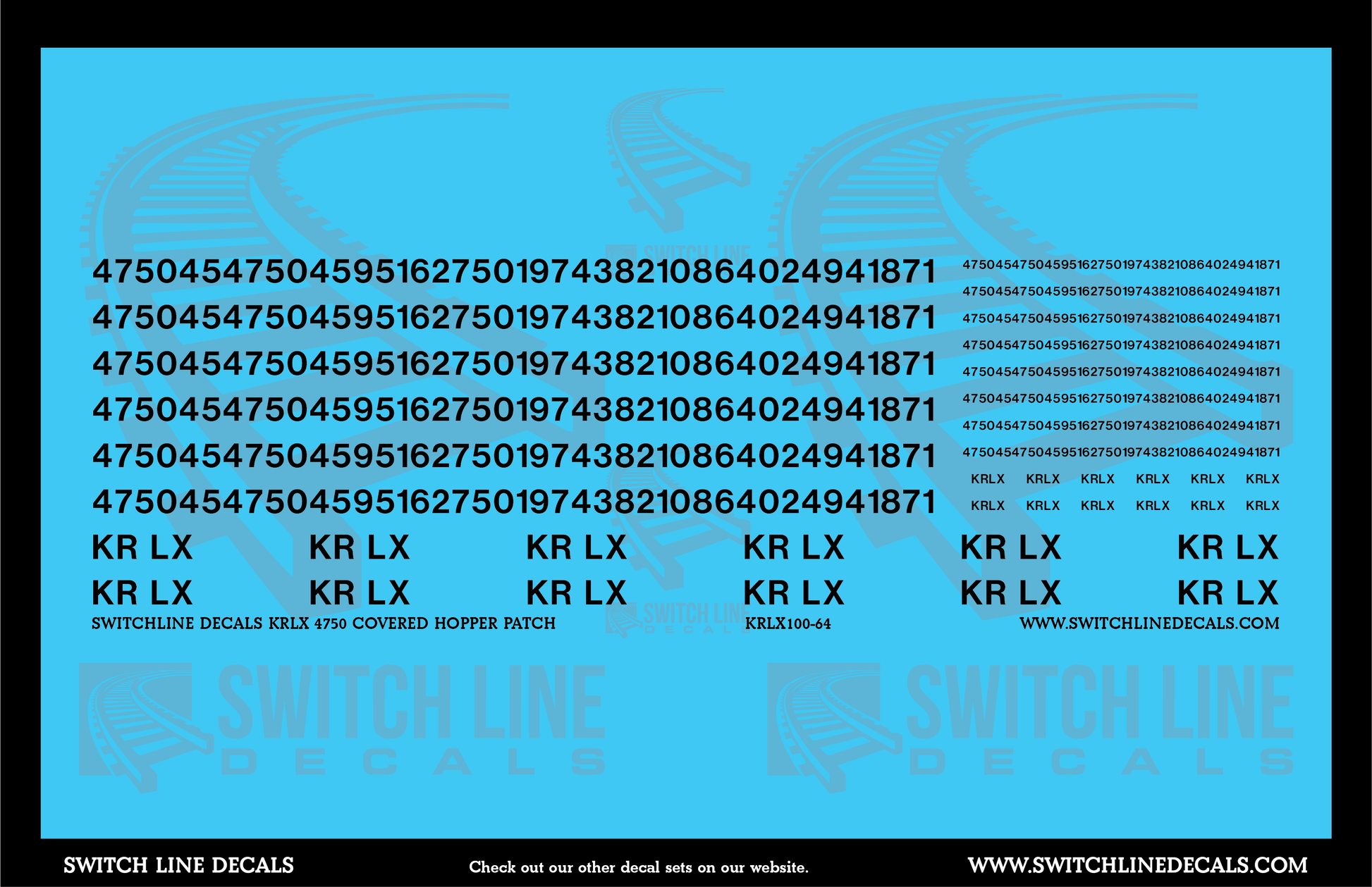 S Scale KRLX 4750 Covered Hopper Patch Decal Set | Fusion Scale Hobbies