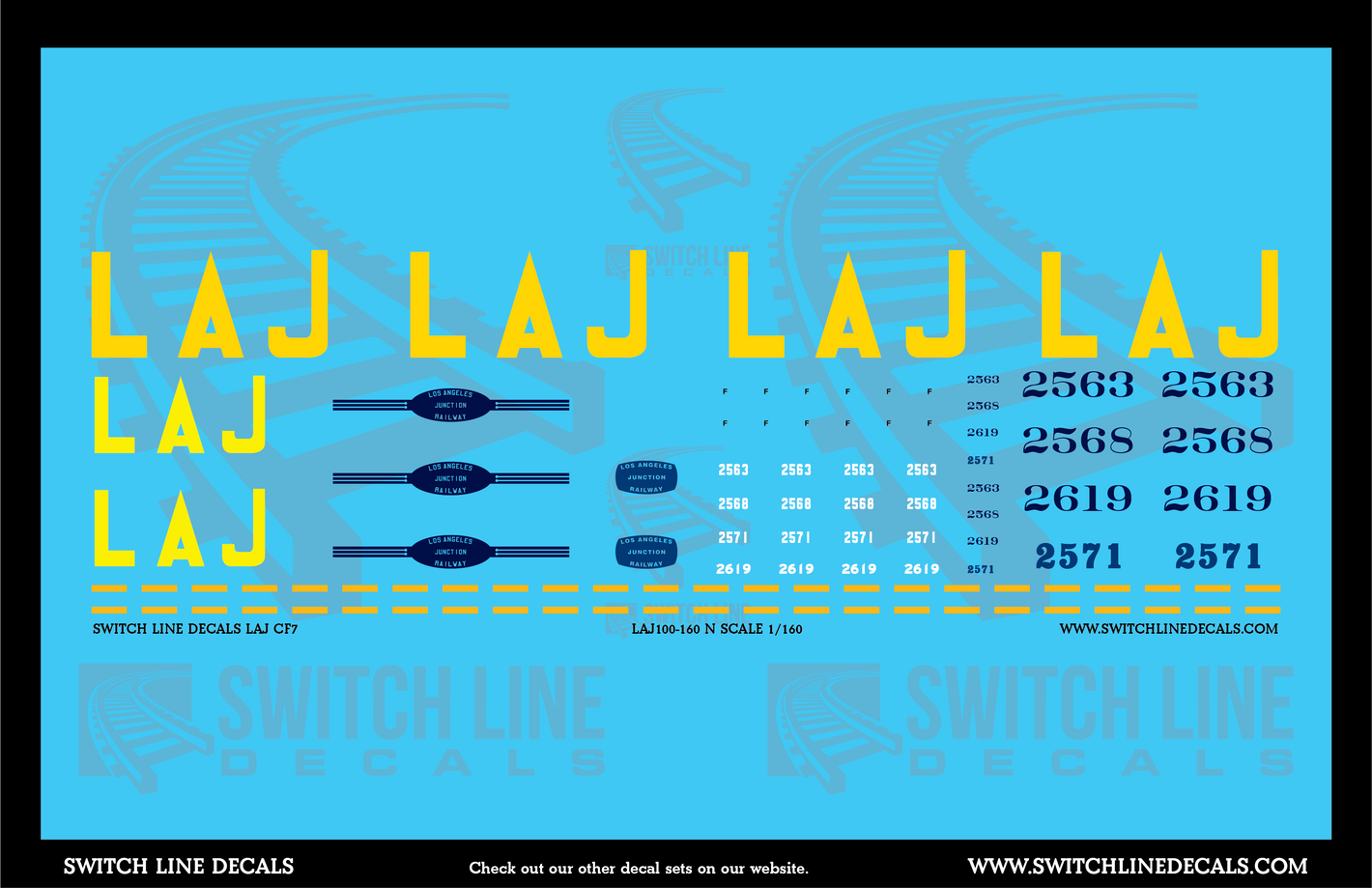 N Scale Los Angeles Junction Railway CF7 Locomotives Decal Set