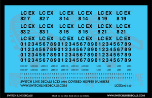 N Scale LCEX 2980 Covered Hopper Numbers Decal Set