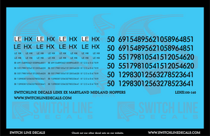N Scale LEHX Ex Maryland Midland 2 Bay Covered Hopper Patches Decal Set