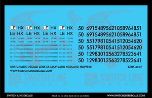 HO Scale LEHX Ex Maryland Midland 2 Bay Covered Hopper Patches Decal Set