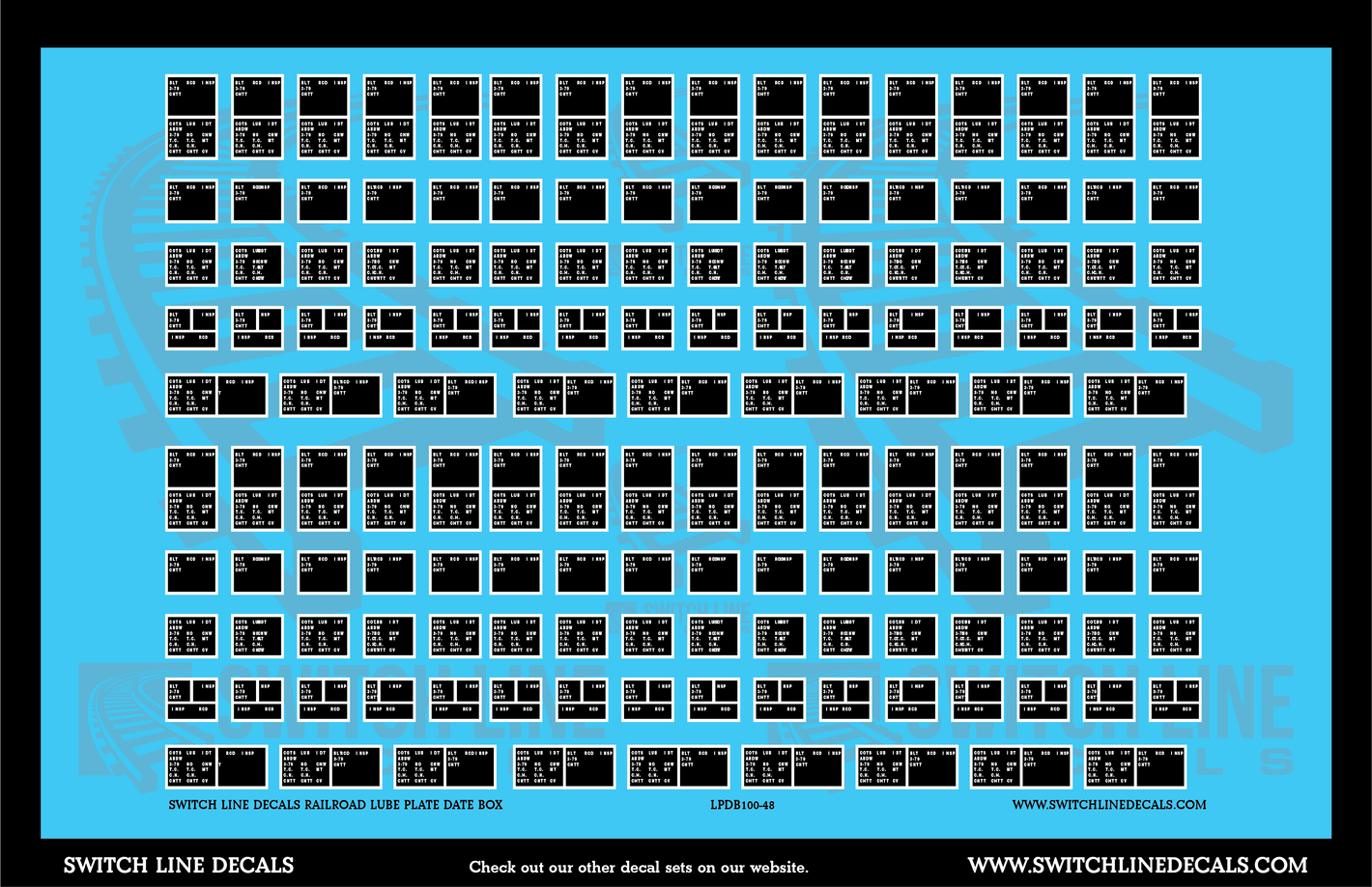 O Scale Railroad Lube Plate COTS Decal Set