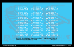 N Scale Mohawk, Adirondack and Northern Alco C425 White Cab Lettering Decal Set