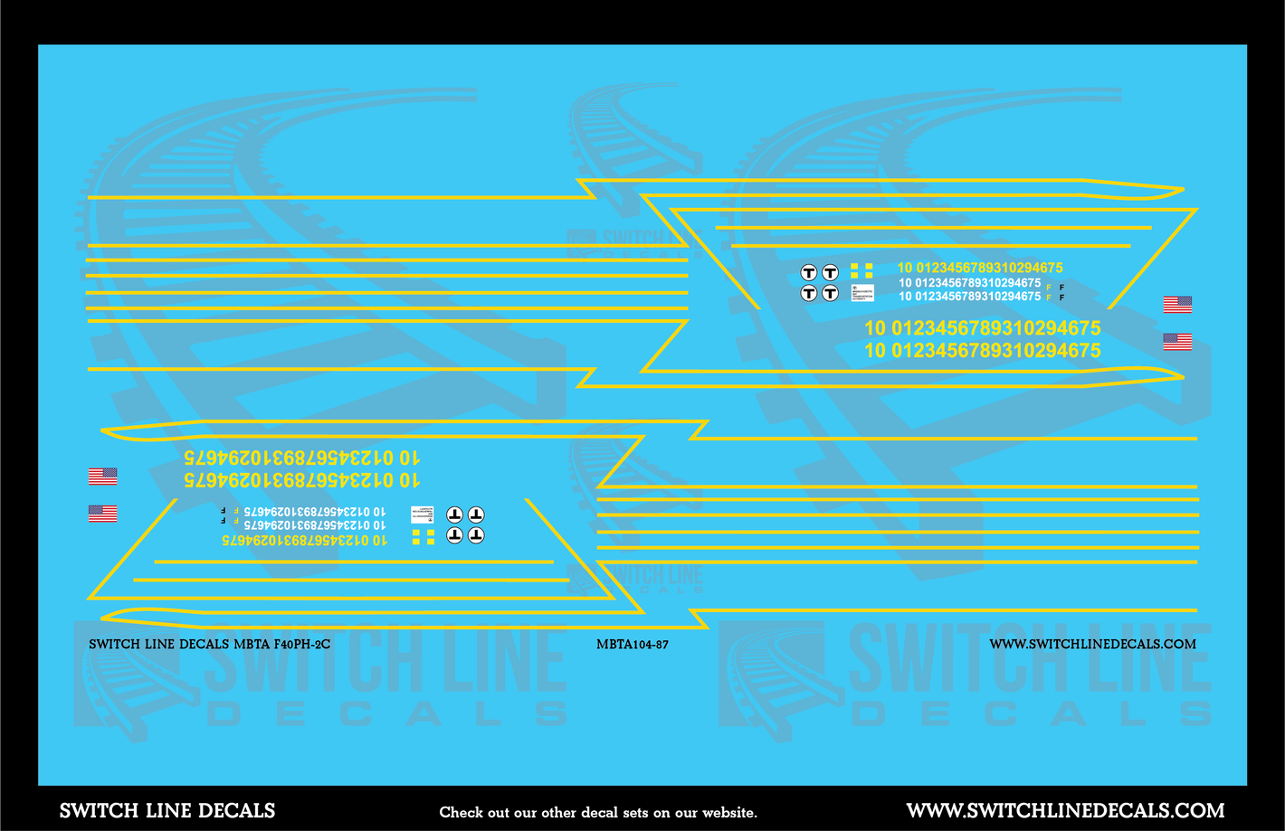 HO Scale MBTA F40PH-2C Locomotive Decal Set