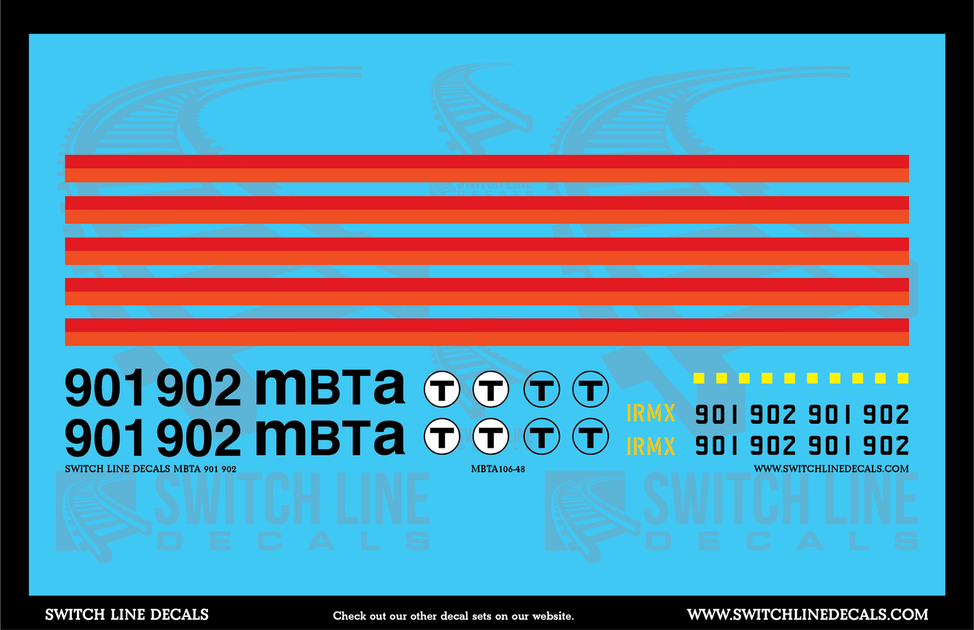 O Scale MBTA 901 & 902 GP9 Locomotive Decal Set