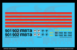 O Scale MBTA 901 & 902 GP9 Locomotive Decal Set