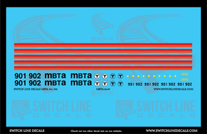 HO Scale MBTA 901 & 902 GP9 Locomotive Decal Set