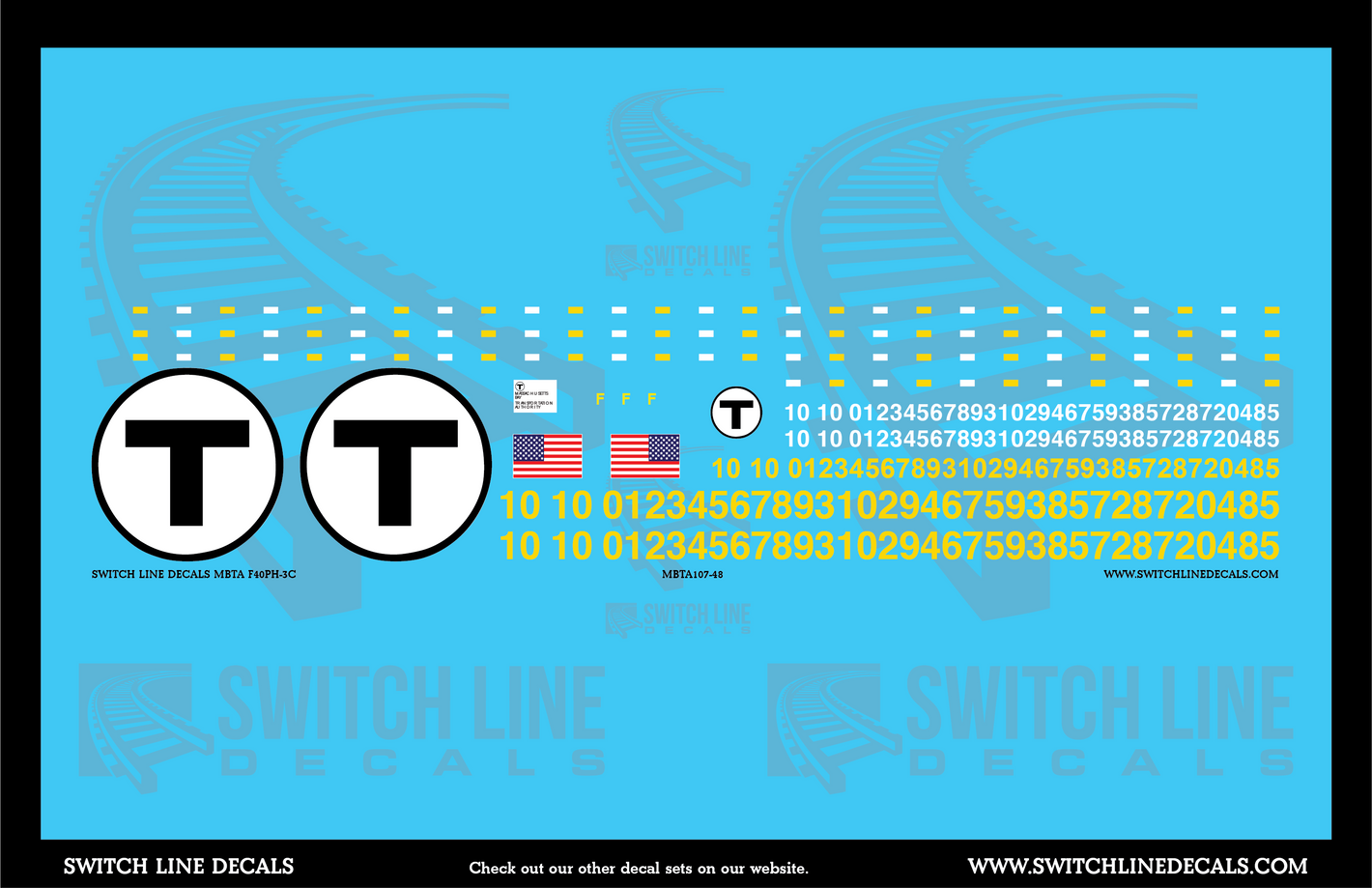 O Scale MBTA F40PH-3C Locomotive Decal Set