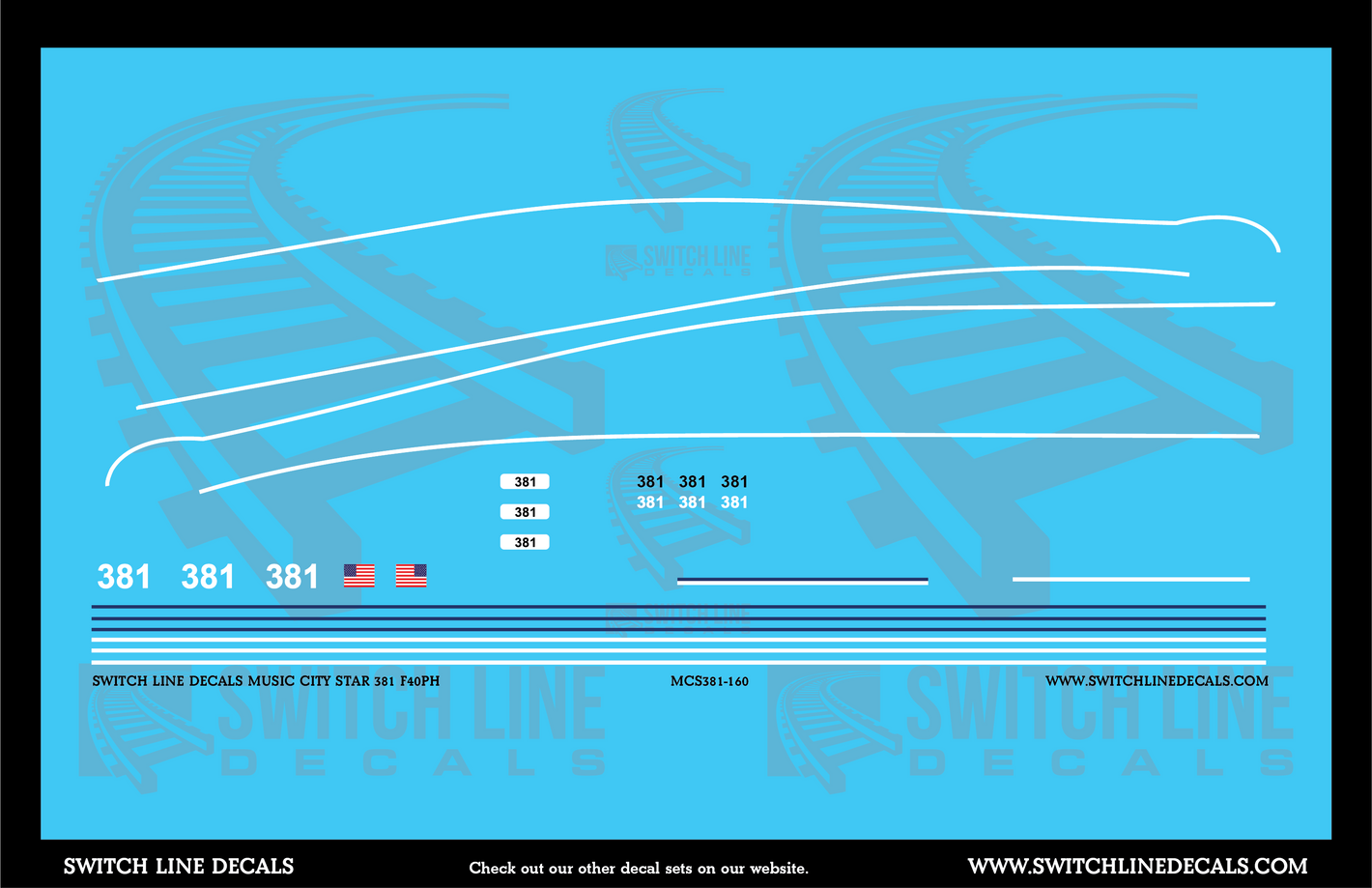 N Scale Music City Star F40PH 381 Locomotive Decal Set